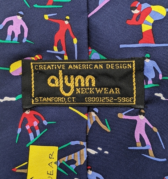 Alynn Neckwear Downhill Ski 100% Silk U.S.A Made Neck Tie EUC. - Picture 4 of 5